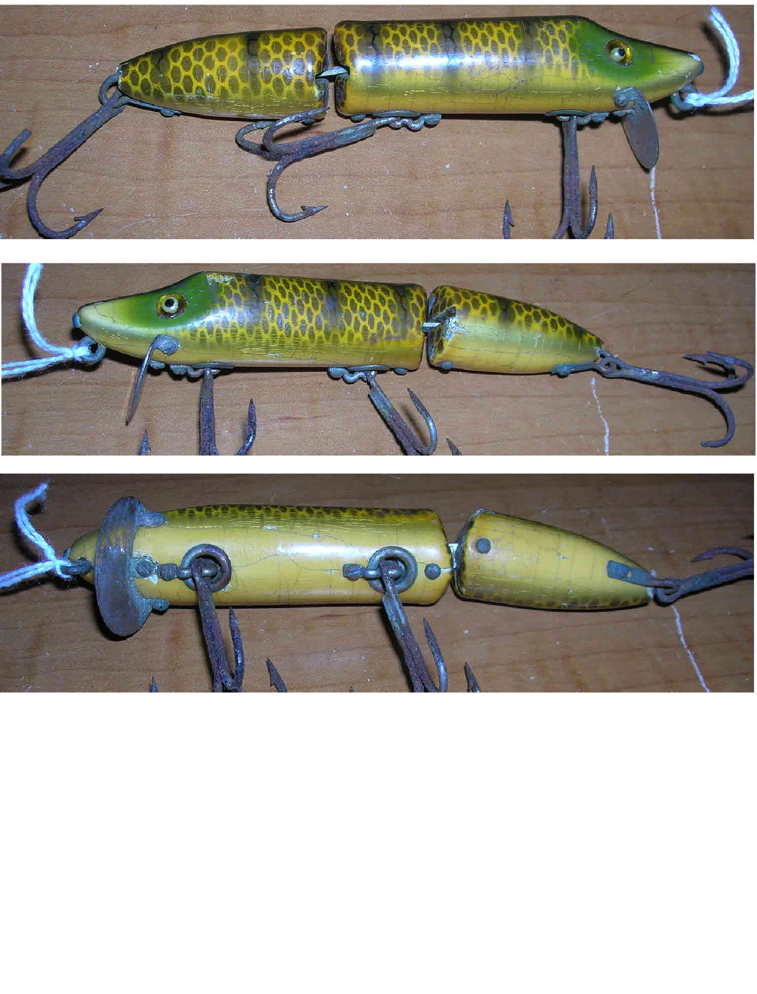 5) Vintage Wood and Jointed Fishing Lures