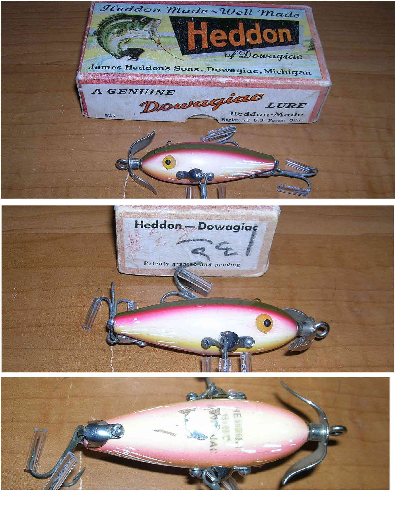 1910 Heddon Fishing Lure Patent Reprint On 100 Year Old Paper *P041 